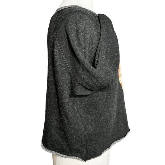 WILDFOX Monte My Date Pizza Crop Raw Edge Hem Raglan Sleeve Pullover Crewneck - Picture 5 of 9